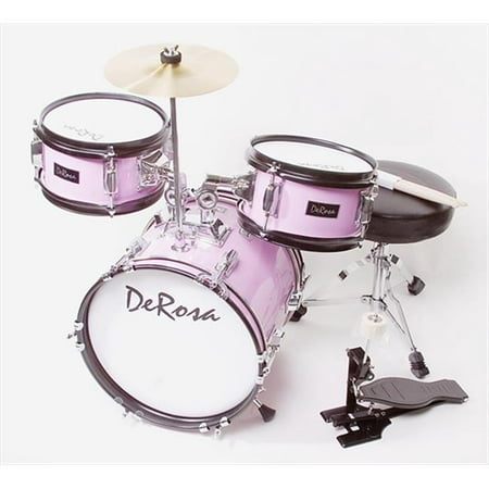 De Rosa DRM312-MPK 12 in. Kids Children Drum Set in Pink - 3 Piece