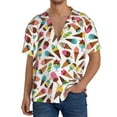 thumbnail image 3 of Vsdgher Ice Cream Popsicles Print Men's Wrinkle Free Untucked Cuban Shirt Business Casual Button Down Shirts Short Sleeve Shirt, 3 of 7