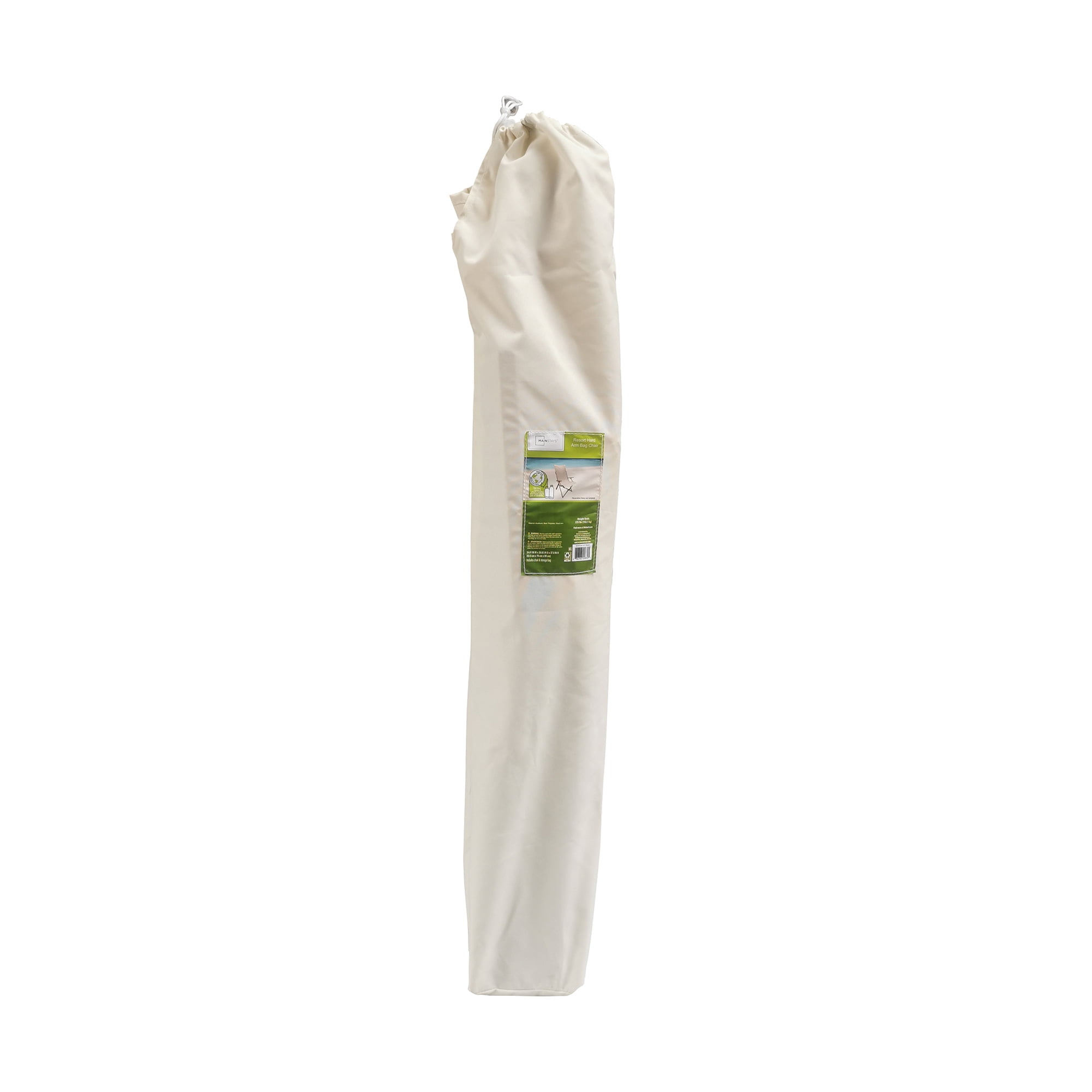 Mainstays Hard Arm Resort Fabric Beach Chair with Carry Bag, Tan, 2 Pack