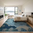 thumbnail image 3 of ODIKA Ocean Main Turtle Map Compass Coral Border Nautical Wave Reef for Great Room, Indoor Open Concept, Large Living Low Profile Flatwoven, 3 of 7
