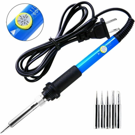 Electric Soldering Iron Kit 60W, Welding Tool Set with Stand Solder Wire Tips