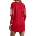 thumbnail image 5 of Women's Casual Dress Long Sleeve V-Neck Printed Lace Trim Loose Fit Comfortable Midi Dress for Spring Fall,Red,L, 5 of 5
