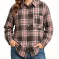 thumbnail image 4 of ClodeEU Women's Collared Button Down Long Sleeve Plaid Shirt,Casual Shacket with Chest Pocket ,Women's Plus L, 4 of 6