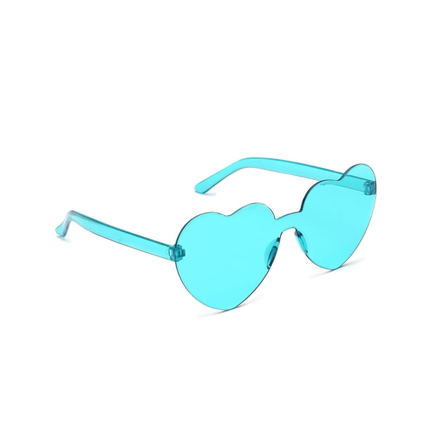 Minnieouse Gafas de sol con forma de corazón de melocotón, accesorios antiquemaduras solares, decoraciones, gafas irregulares, apariencia Lentes lago azul