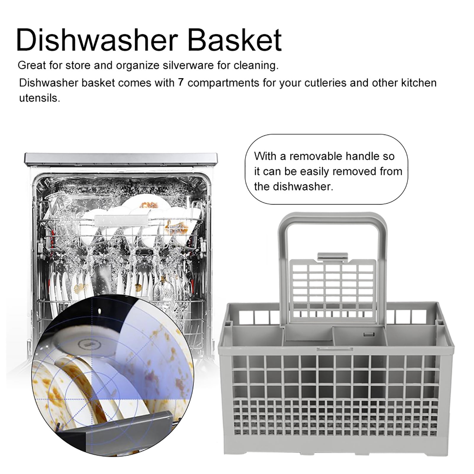 Drainer Basket Flatware Storage Drainer Universal Cutlery Basket Replacement Box for Multipurpose Dishwashers With handle