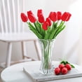 thumbnail image 2 of Spencer 20Pcs Red Artificial Tulips Flowers Real Touch Fake Tulips for Wedding Bouquets Arrangement Valentine's Day Party Room Decor, 2 of 7