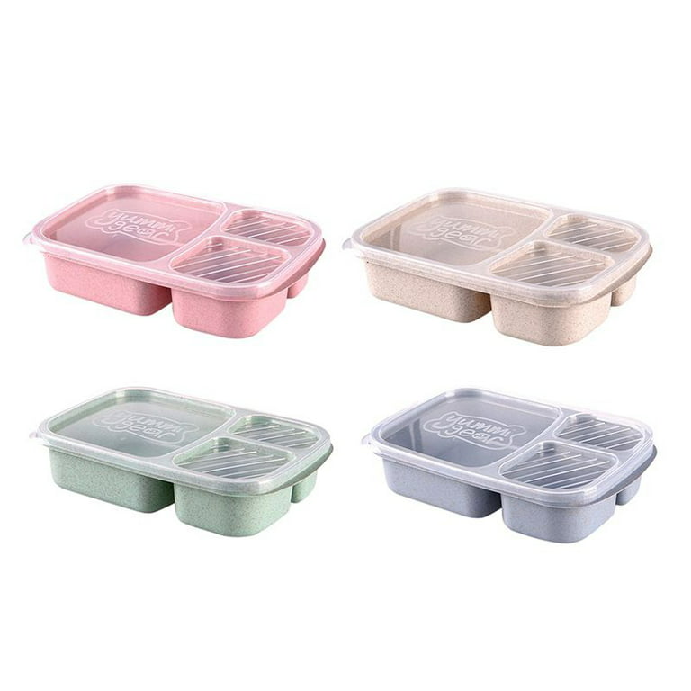 Lunch Box,Food Storage Containers with Airtight Lids,3 Compartment Plastic Divided Food Storage Container Boxes for Kids & Adults, Men's, Size: One