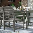thumbnail image 5 of Poteban 7-Piece Patio Dining Sets, HDPE Outdoor Furniture with Umbrella Hole, Modern 7 Piece Dining Table Set with Chairs，Patio Table and Chairs Set for Garden, Backyard, Poolside, Gray (6+1), 5 of 7