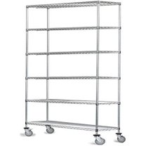 36" Deep x 36" Wide x 102" High 6 Tier Gray Wire Shelf Truck with 1200 lb Capacity