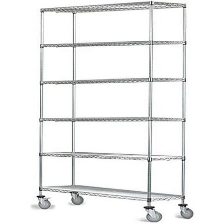 

14 Deep x 36 Wide x 60 High 6 Tier Gray Wire Shelf Truck with 1200 lb Capacity