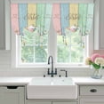 thumbnail image 4 of Easter Tie Up Curtains for Windows, Balloon Window Shades, Spring Rabbit Ears Foot Eggs Floral Wooden Grain Kitchen Window Treatments Roll Up Curtain for Basement/Nursery 52"x45", 4 of 8