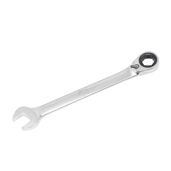 HB 17mm Ratchet Wrench WGR017-U | 120-Tooth Non-Slip Reversible Metric Spanner 3° Arc Swing | Patented Grip Plus Rounded Bolt Remover | Chrome Vanadium Steel Micro-Chrome Finish | Made in Taiwan