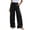 #049-Black, variant on Women's Solid Color Cotton Linen Pants Loose Wide Leg Elastic Waist Trousers with Pockets for Summer Beach