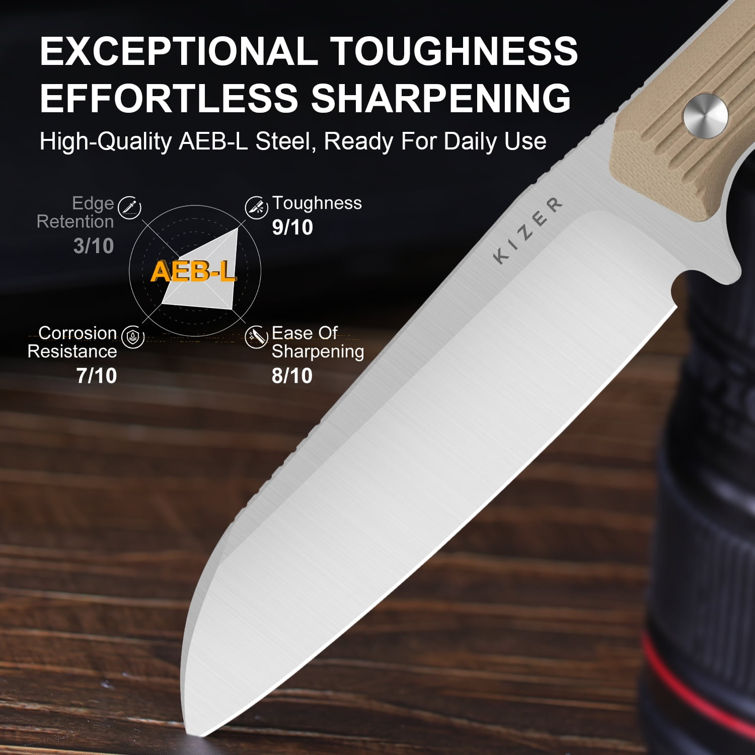 Kizer Begleiter Fix Fixed Knife AEB-L Steel Blade G10 Handle With Sheath 1045MS2