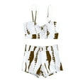 thumbnail image 2 of WREESH Womens Two Piece Swimsuit Athletic Bathing Suits with Chest Pad Without Underwire Print Tie-Dye High-Waisted Swimming Trunks Split Bikini Sets Coffee, 2 of 7