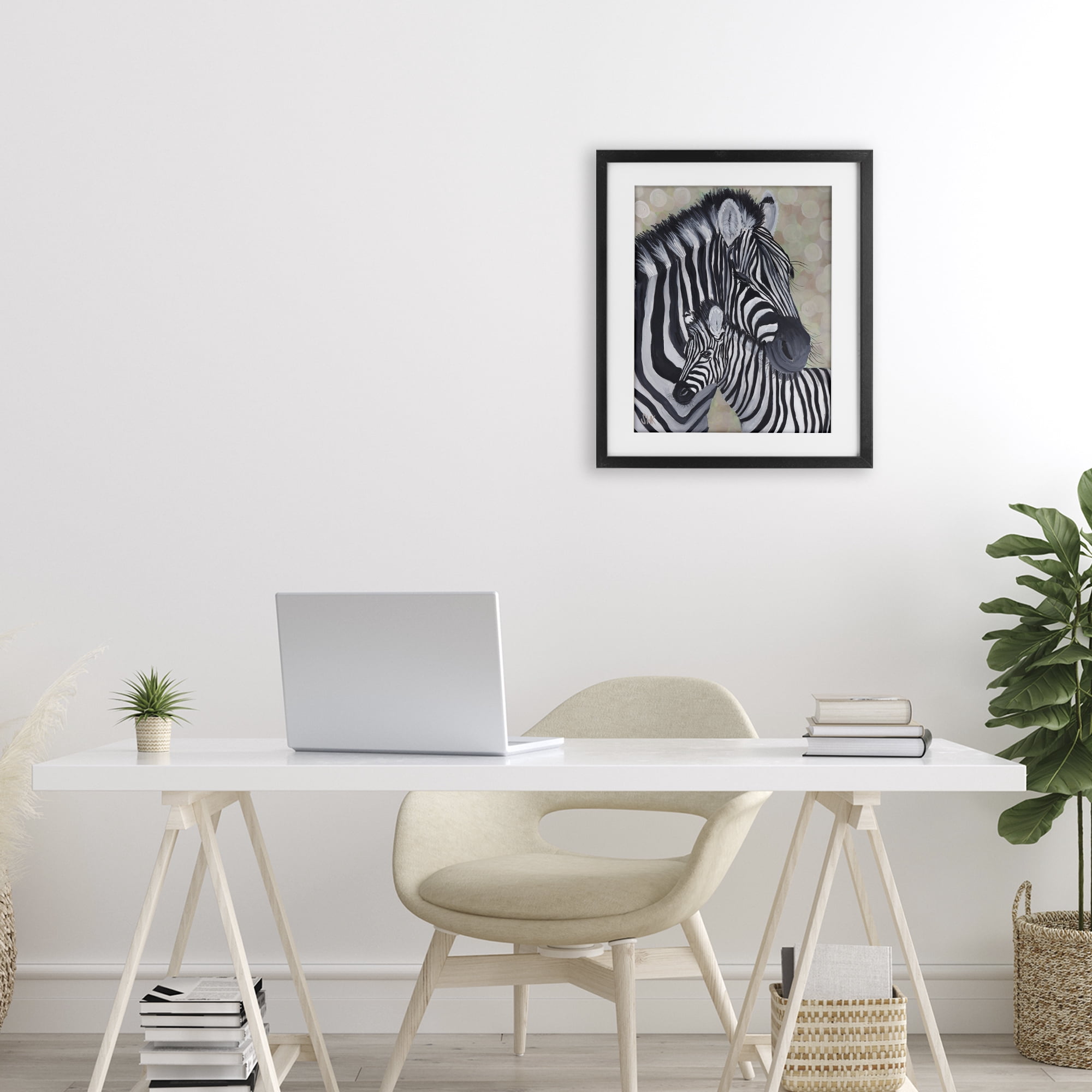 Stupell Industries Mama Zebra & Her Foal Black Framed Print Under Glass, design by Sarah Waldron Kimball