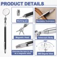 thumbnail image 4 of 2pcs 3 In 1 Telescoping Inspection Mirror 1.2" Round 6.4" to 29.3" 360 Degree Stainless Steel Extendable Mirrors with Magnetic Pickup Tool and Marking Needle for Technicians, Black, 4 of 7