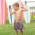 thumbnail image 4 of FORMRS Boys Swim Trunks Quick Dry Mesh Liner Boardshorts Sizes XS-XL, Purple Wavy Plaid, 4 of 7