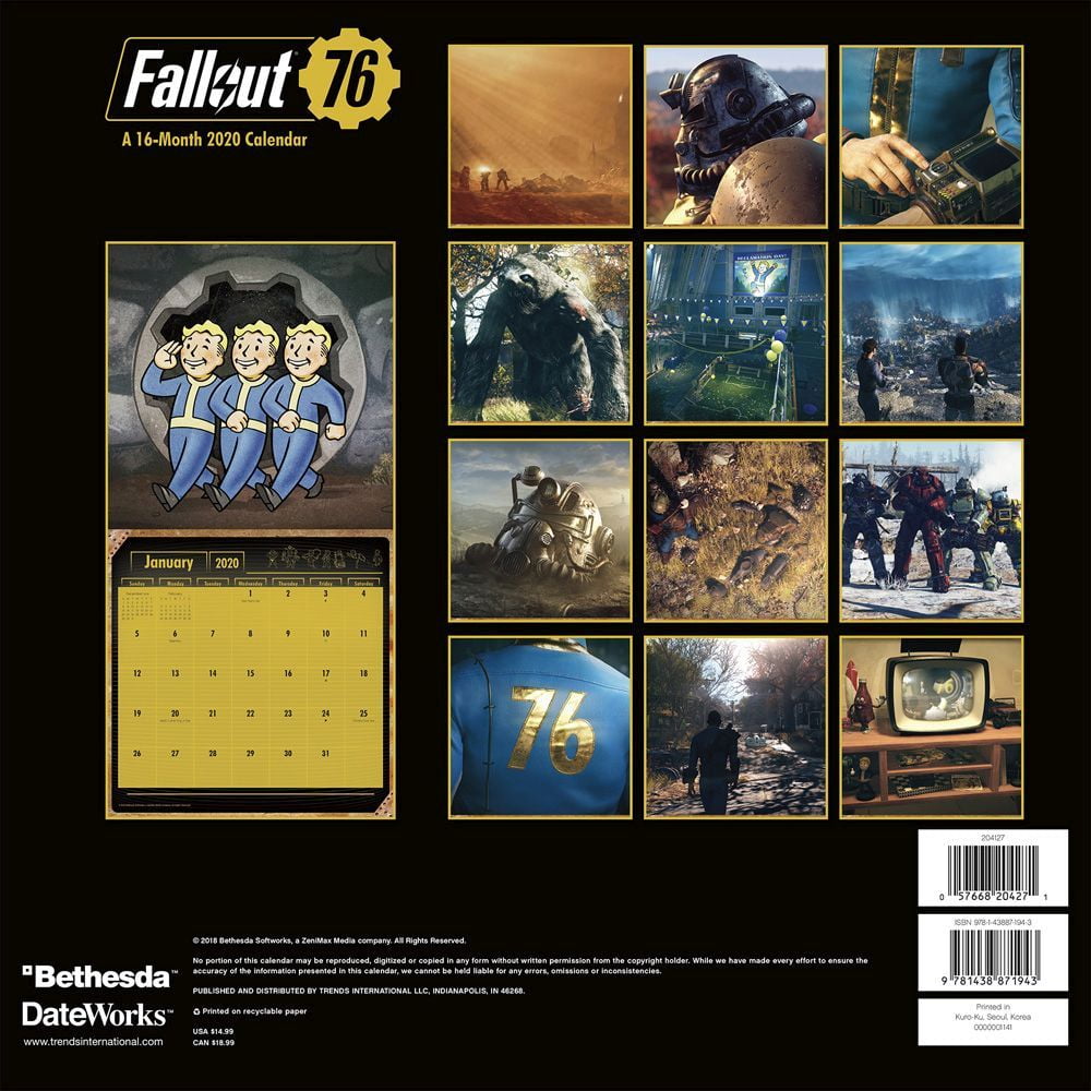 Fallout 76 Wall Calendar 2020 - Walmart.com