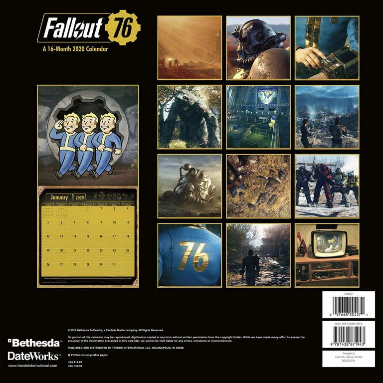 Fallout 76 Wall Calendar 2020 - Walmart.com