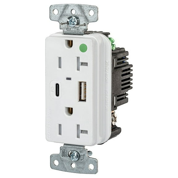 Hubbell Wiring Device-Kellems USB Receptacle,White,1 hp USB8300ACPDW