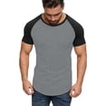 thumbnail image 3 of JAJAHO Men's Running Shirts Raglan Short Sleeve Fitness Stretchy Sports Top Color Block Crew Neck Base Layer T Shirt Summer Workout Gym Leisure Tops, 3 of 6