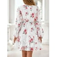 thumbnail image 4 of PRETTYGARDEN Women's Fall Boho Dresses Floral Long Sleeve V Neck Mini Flowy Wedding Guest Dress Trendy Vacation Outfits, 4 of 8