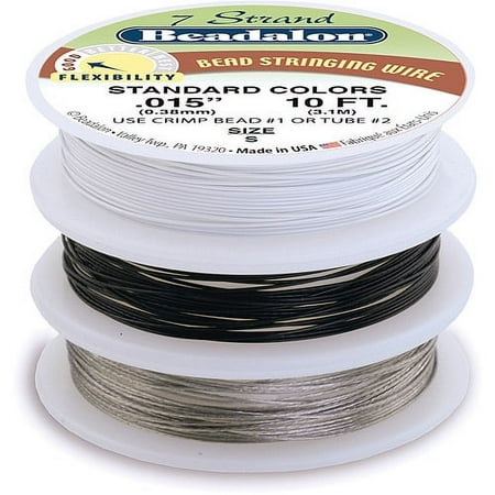 Stringing Wire 7-Strand .015 Inch (.38mm) Diameter 10ft 3/Pkg-Silv