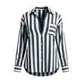 thumbnail image 5 of Guluxicc Women's Striped Shirts with Pocket Loose Long Sleeve V Neck Beach Tops for Summer Vacation Outfits, 5 of 5