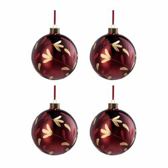 Set of 4 Glass Christmas Hanging Ball Ornaments, 4.7" Christmas Decorative Baubles, Xmas Tree Hanging Ornaments Set for Festival Party Home Decors, Red