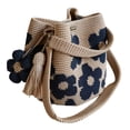 thumbnail image 2 of Handmade Crochet Flower Tote Bag Boho Style Mesh Knit Shoulder Purse with Detachable Flower Tassel Gift for Fashion Lovers, 2 of 6