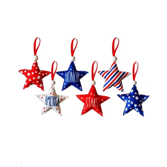 Memorial Day Saving!4th of July Decorations, Party Gift Decoration Five-Pointed Star Hanging Ornament Independence Day Decor Polyester Fabric Star