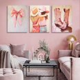 thumbnail image 4 of JANS.NO1 Pink Cowgirl Canvas Wall Art Western Boots Coquette Bow Girls Painting Picture Set of 3, 4 of 6