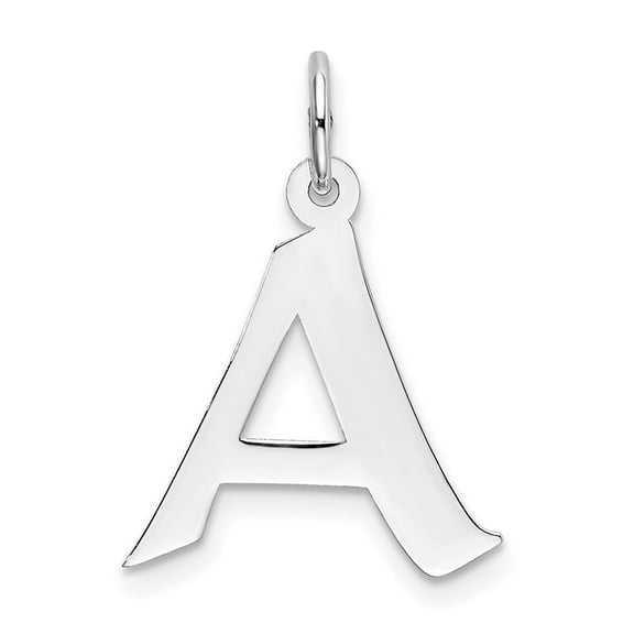 Auriga 925 Sterling Silver Rhodium-plated Artisan Block Letter A Initial Charm for Women(L- 21mm, W- 15mm)