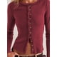thumbnail image 3 of CORIRESHA Women's Y2K Solid Color Slim Fit Button Straight Shoulder Round Neck Ribbed Long Sleeve Cardigan, 3 of 4