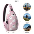 thumbnail image 5 of Sling Backpack,Pink Halloween Ghosts Sling Bag with Water Bottle Holder,Waterproof Sling Bag for Men/Women with Headphone Jack for Hiking,Travel, 5 of 6