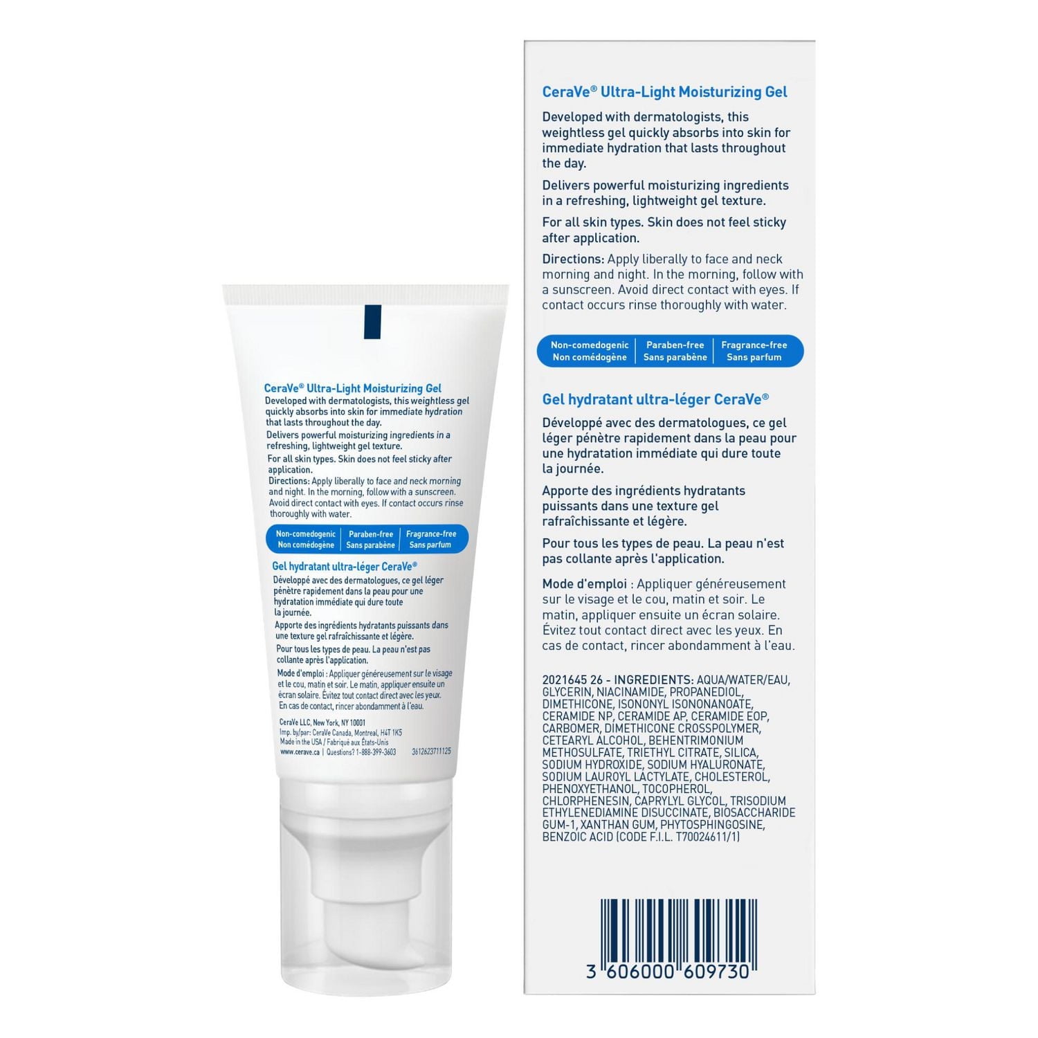 CeraVe Ultra-Light Moisturizing Gel, Lightweight Face Moisturizer with Ceramides and Niacinamide, 52mL, CRV ULTRA LIGHT GEL 1.7OZ CA