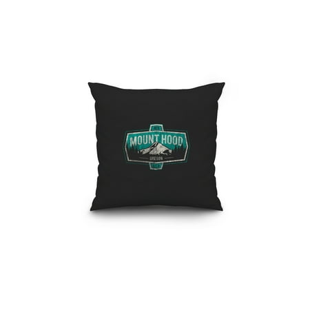 - Mount Hood, Oregon - Badge - Lantern Press Artwork (16x16 Spun Polyester Pillow, Custom Border)