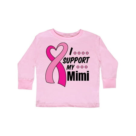 

Inktastic Breast Cancer Awareness I Support My Mimi with Pink Ribbon Gift Toddler Boy or Toddler Girl Long Sleeve T-Shirt