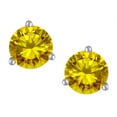 thumbnail image 2 of Star K� Round 7mm Genuine Citrine Three 3 prong Martini Screw back Stud earrings, 2 of 9