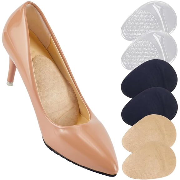 3 Pairs 3 Colors Ball of Foot Cushions Metatarsal Pads Shoe Heel Inserts Forefoot Non-Slip Insole Comfort High Heels Cushion