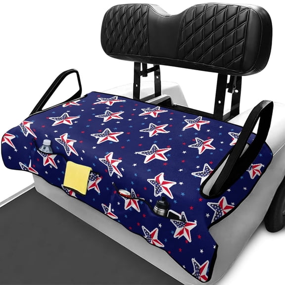 Pzuqiu Golf Cart Seat Cover with Patriotic Star Pattern, Protective Cover for Sports and Daily Golf Trips