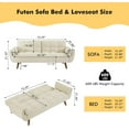 thumbnail image 3 of Mydepot Convertible Futon Sofa Bed, Adjustable Couch Sleeper Modern Fabric Recliner Reversible Loveseat Folding Daybed Guest Bed, Armrests, Beige, 3 of 7