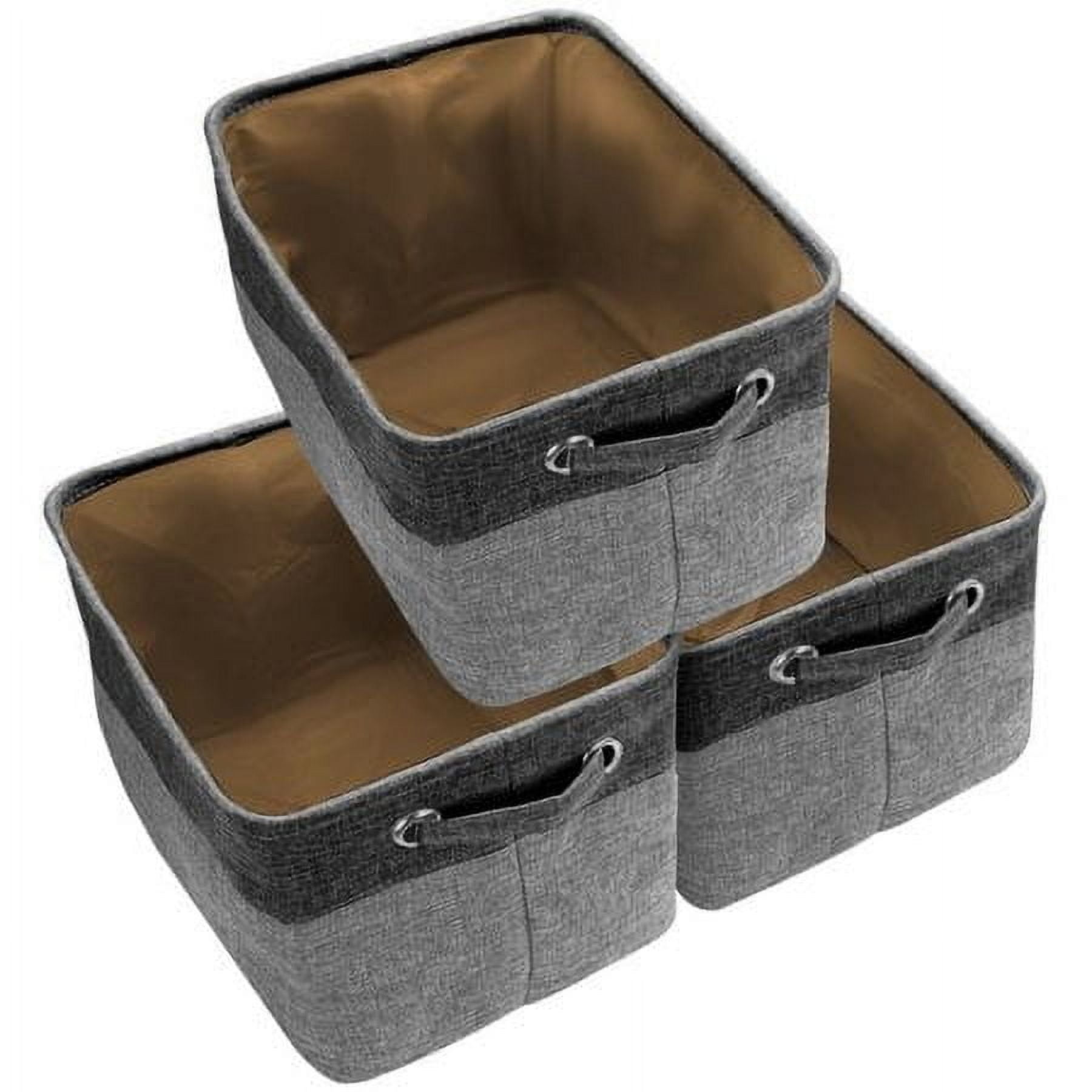 Sorbus Twill Storage Large Rectangular Fabric Collapsible Basket Organizer with Carry Handles, Multiple Colors, Set of 3