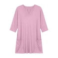 thumbnail image 2 of Bosfbaoi Plus Size Tunic Tops for Women Notched V Neck 3/4 Sleeve Loose Casual Blouse with Side Pockets, 2 of 7