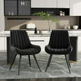 thumbnail image 3 of Hawsaiy Modern Dining Chairs Set of 6, Cat Scratch-Resistant Faux Leather Upholstered Kitchen Side Chairs with Thick Cushions & Metal Legs, Black, 3 of 9