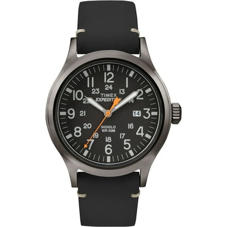 Men's Expedition Scout Watch, Black Leather Strap