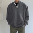 thumbnail image 2 of Fgnfyis Mens Autumn and Winter Fashion Casual Loose Oversize Zipper Solid Color Stand Collar Hoodless Pullover Sweater Coat Top Sweatshirt for Men Dark Gray XL, 2 of 6