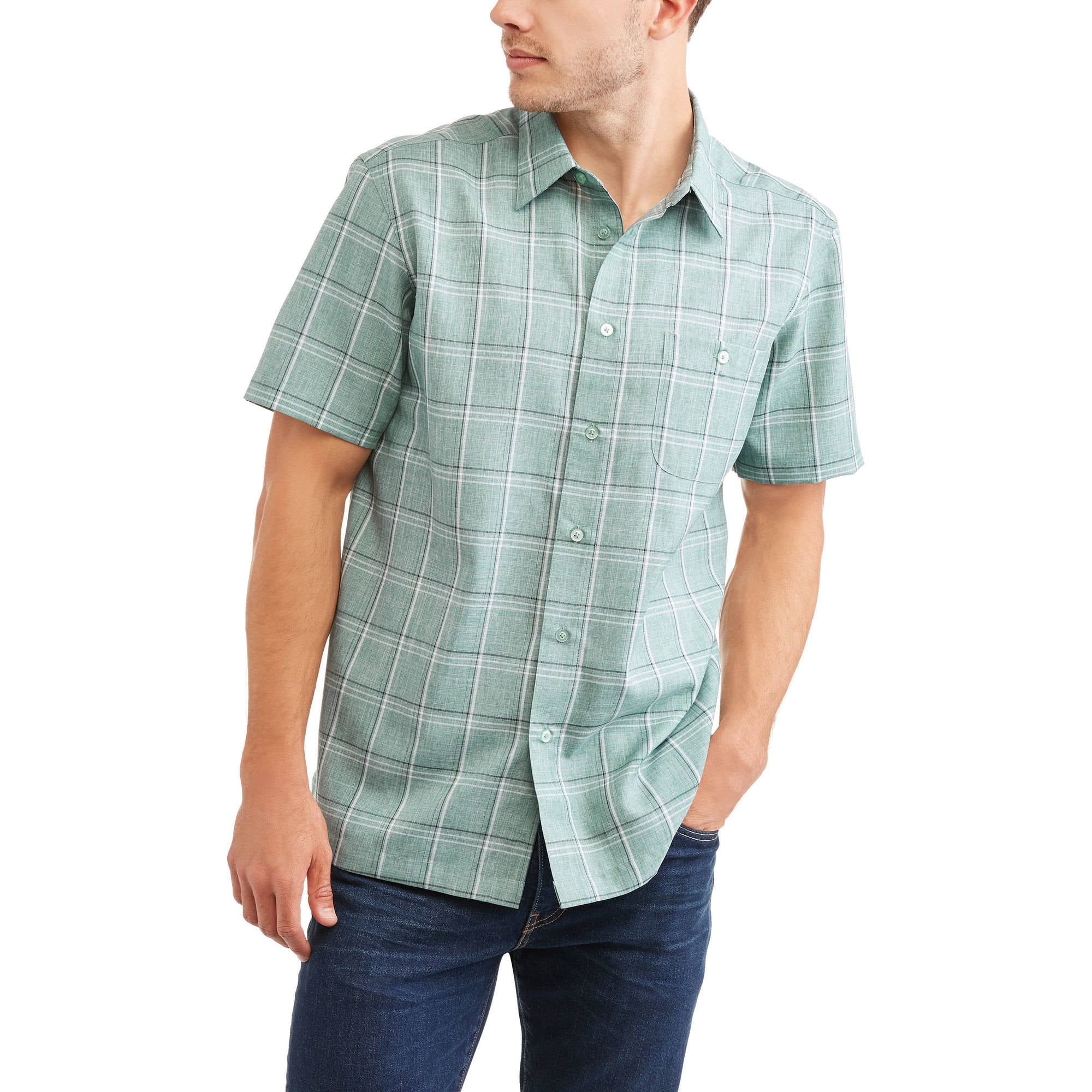 Big Men's Short Sleeve Microfiber Shirt - Walmart.com