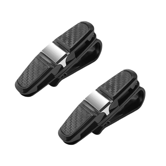 STORGENER Sunglass Holder for Car, 2-Pack Sunglasses Visor Clip for Car Visor, Universal Car Accessories for Sunglasses, Cards, Tickets, Silver Carbon Fiber Interior Storage